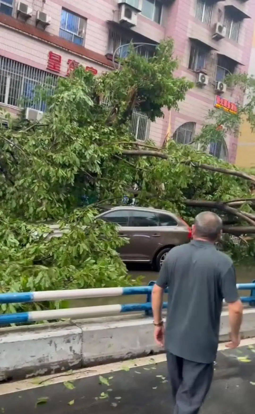 重庆突降暴雨,当地一条商业街涨水现迷你版“黄果树瀑布”